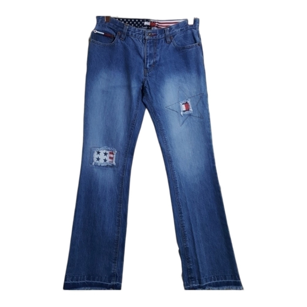 Vintage Tommy Hilfiger Star Release Hem Bootleg Jeans Rare 90s Y2K Size 29